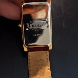 Vintage Fossil Gold and Burgundy Leather Timepiece